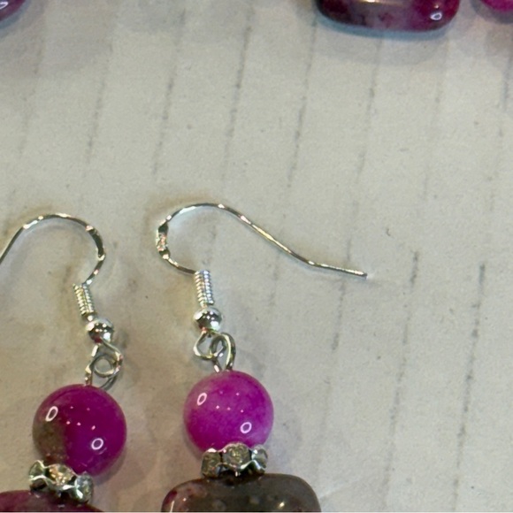 🆕 🌸 Stunning Natural Magenta Jasper Necklace & Earring Set – Handmade 🆕 - Picture 3 of 16